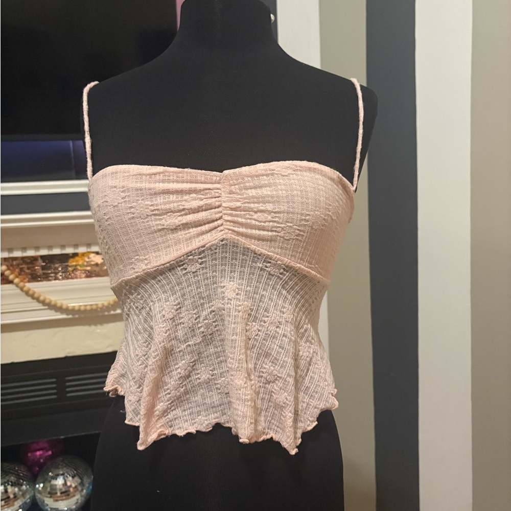 Pink Ruched Crop Top